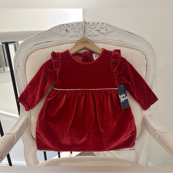 ❤️ Oshkosh 9 mth Soft Red Velvet Baby Dress NWT - Picture 2 of 6
